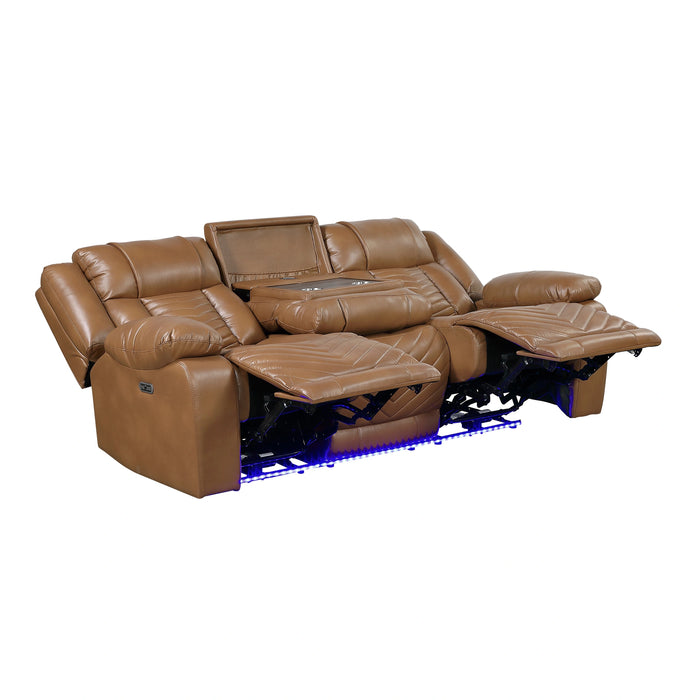 Huron Power Double Reclining Sofa With Center Drop-Down Cup Holders