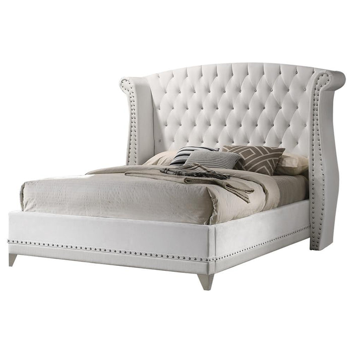 Barzini California King, Eking, & Queen Wingback Tufted Bed White