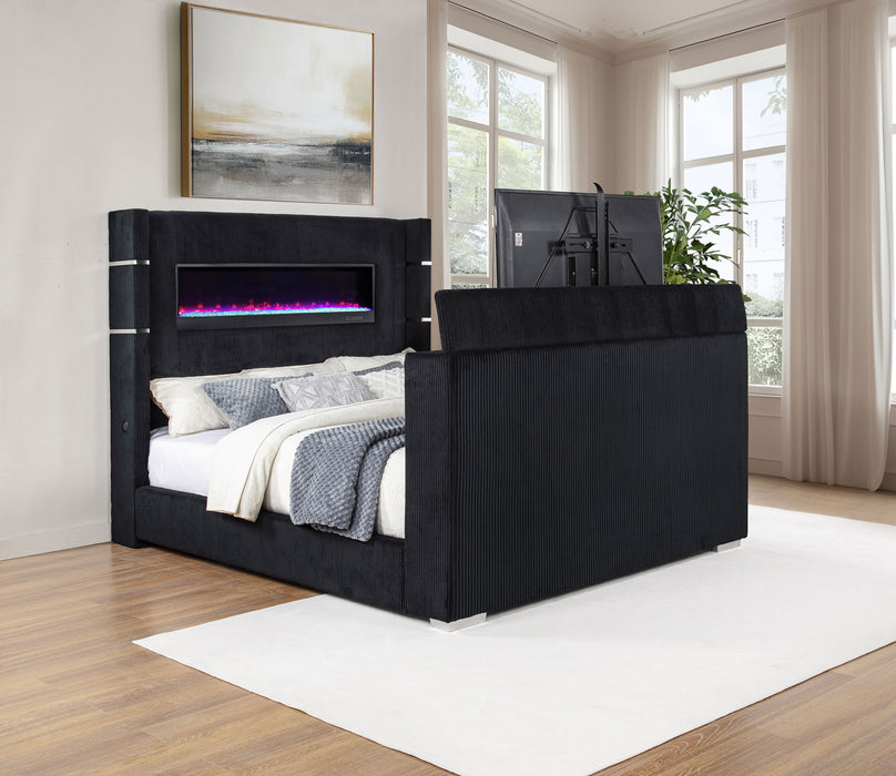Tisdall Wingback TV Bed with Flame Visualizer