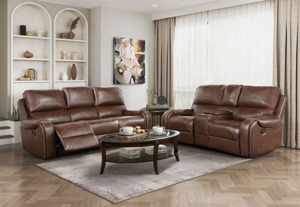Newnan Double Reclining Sofa with Center Drop-Down Cup Holders, Receptacles and USB Ports