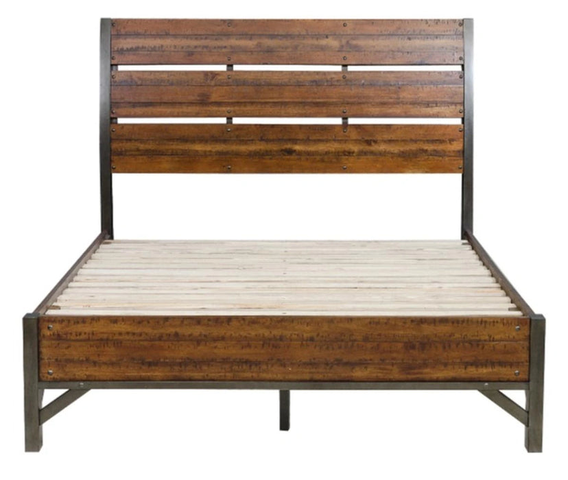 Holverson King Platform Bed in Rustic Brown & Gunmetal 1715K-1EK*