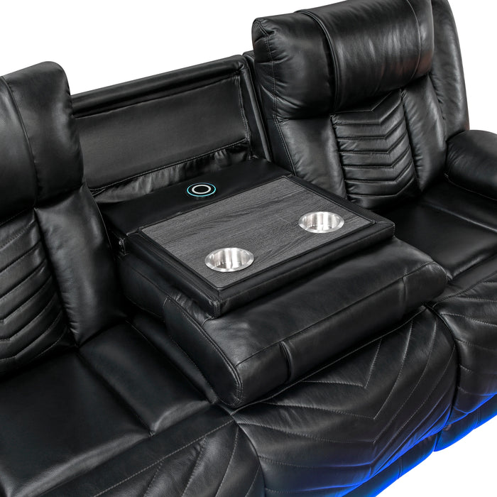 Huron Power Double Reclining Sofa With Center Drop-Down Cup Holders