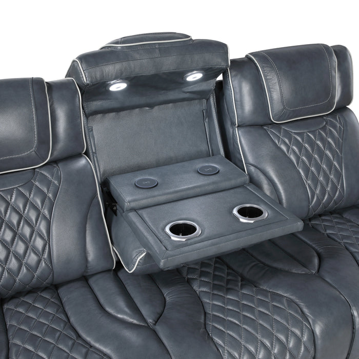 Apex Power Double Reclining Sofa With Center Drop-Down Cup Holders