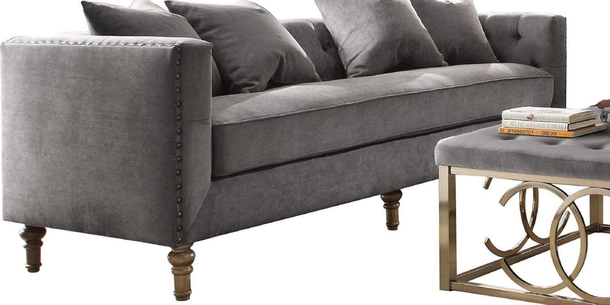 Acme Furniture Sidonia Sofa in Gray Velvet 53580