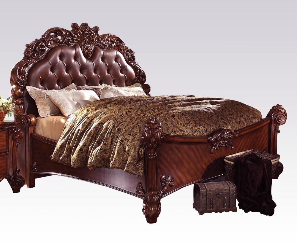 Acme Vendome Queen Panel Bed with Button Tufted Headboard in Cherry 22