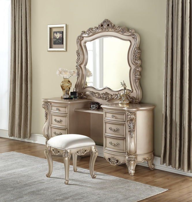 white retro dressing table Flickinger Desk Vanity Fleur de Lis Living Color: Bone White