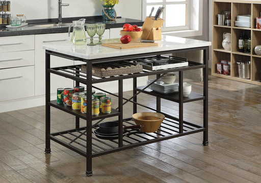 Lanzo Marble & Gunmetal Kitchen Island (Counter) image