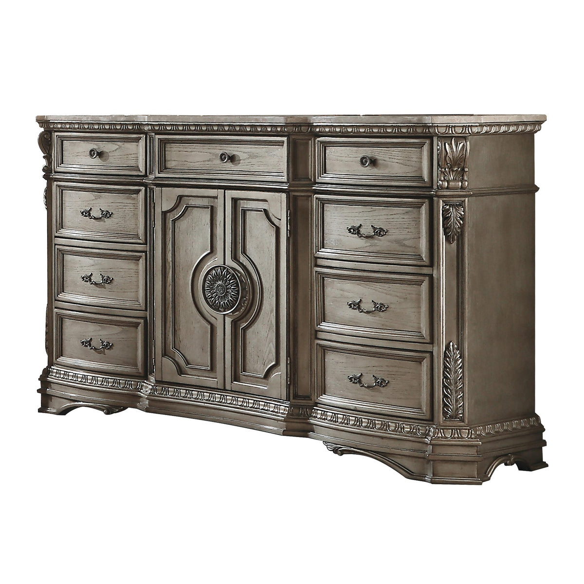 Acme Northville Dresser Marble Top Antique Silver Acme Northville Dresser Marble Top Antique Silver