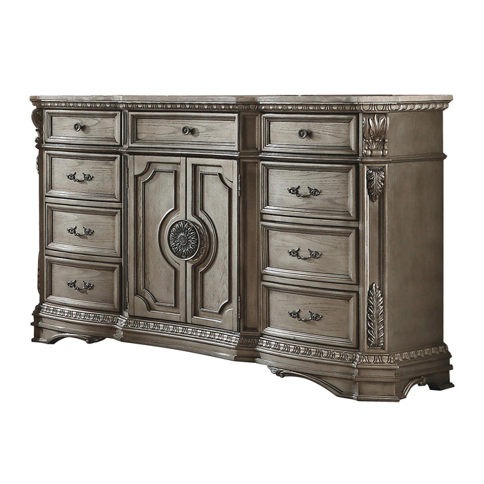 Acme Northville Dresser Marble Top Antique Silver Acme Northville Dresser Marble Top Antique Silver