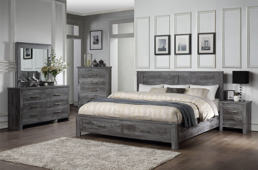 Vidalia Rustic Gray Oak Queen Bed (Storage)