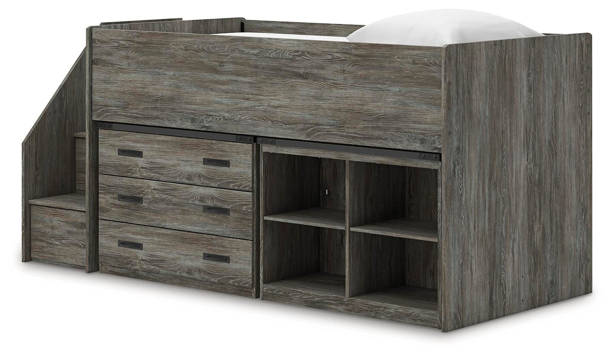 Frandern Loft Bed with Bookcase and Drawer Storage