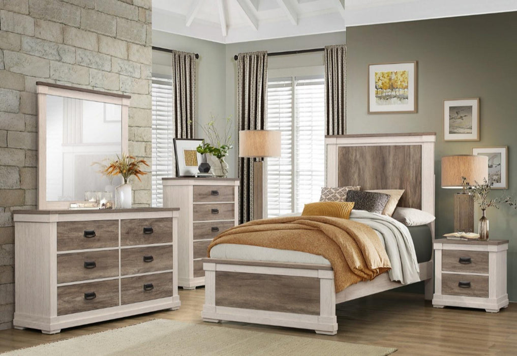 Homelegance Arcadia Twin Panel Bed in White & Weathered Gray 1677T-1*