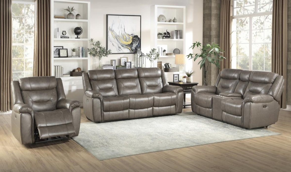 Homelegance Furniture Danio Power Double Reclining Loveseat with Power Headrests in Brownish Gray 9528BRG-2PWH