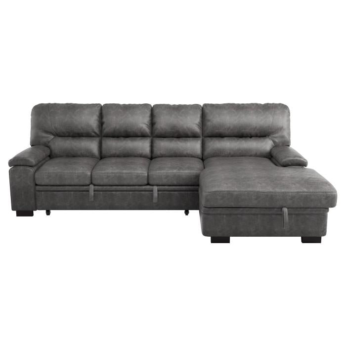 Homelegance Furniture Michigan Sectional with Pull Out Bed and Right Chaise in Dark Gray 9407DG*2RC3L image