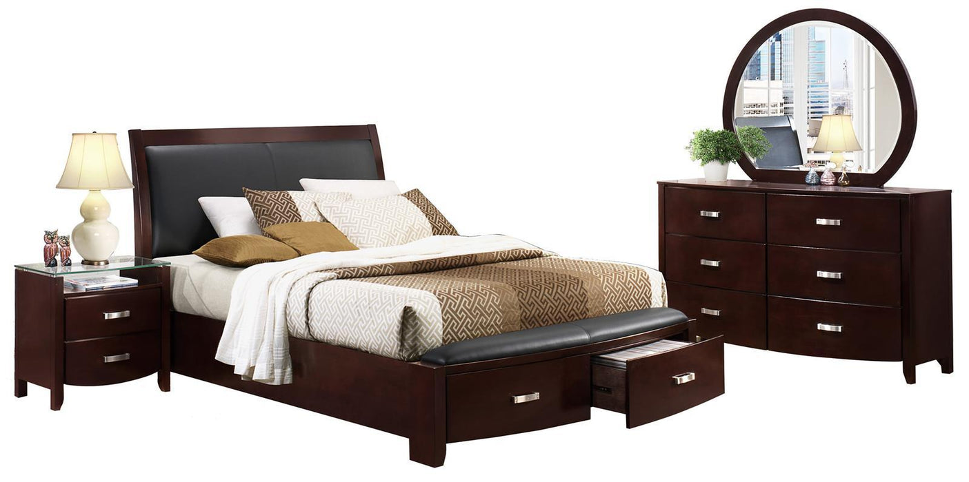 Homelegance Lyric Queen Sleigh Storage Bed in Dark Espresso 1737NC-1