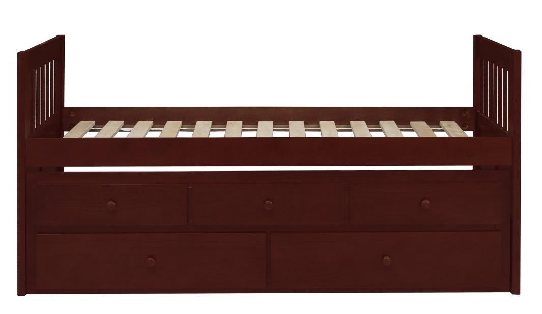 Homelegance Rowe Twin/Twin Trundle Bed w/ Two Storage Drawers in Dark Cherry B2013PRDC-1*