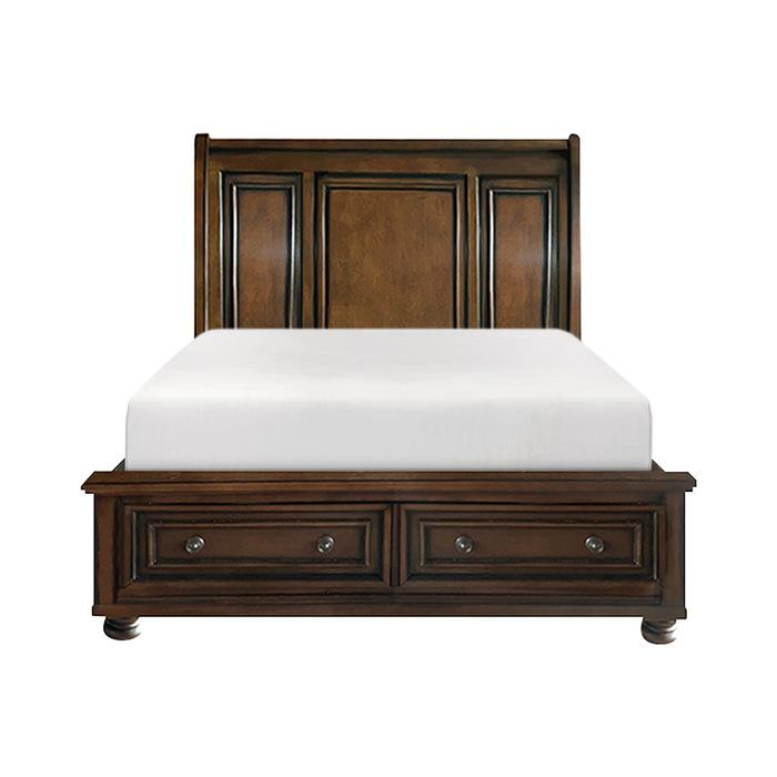 Homelegance Cumberland Queen Sleigh Platform Bed with Footboard Storage in Brown Cherry 2159-1* image