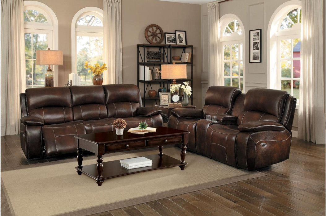 Homelegance Furniture Mahala Double Reclining Loveseat in Brown 8200BRW-2