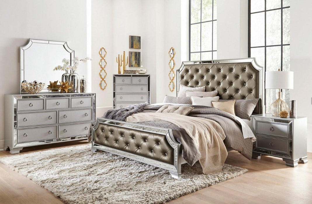 Homelegance Avondale Queen Upholstered Panel Bed in Silver 1646-1*