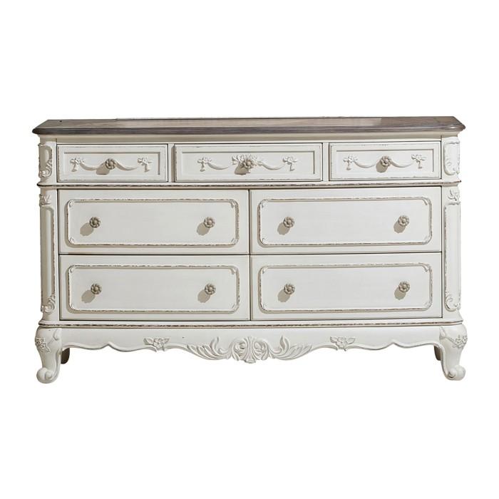 Homelegance Cinderella 7 Drawer Dresser in Antique White with Grey Rub-Through 1386NW-5 image