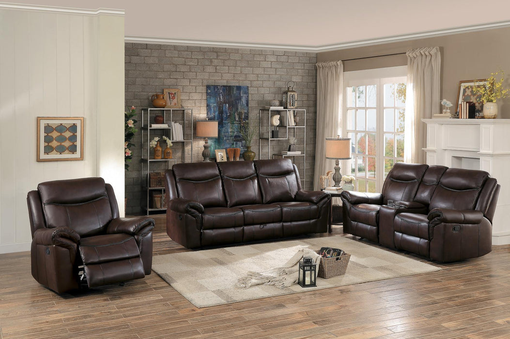 Homelegance Furniture Aram Double Glider Reclining Loveseat in Brown 8206BRW-2