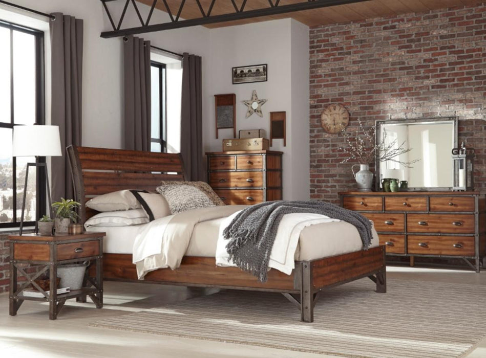 Homelegance Holverson Nightstand in Rustic Brown & Gunmetal 1715-4