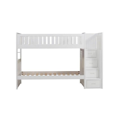 Homelegance Galen Bunk Bed w/ Reversible Step Storage and Storage Boxes in White B2053SBW-1*T image