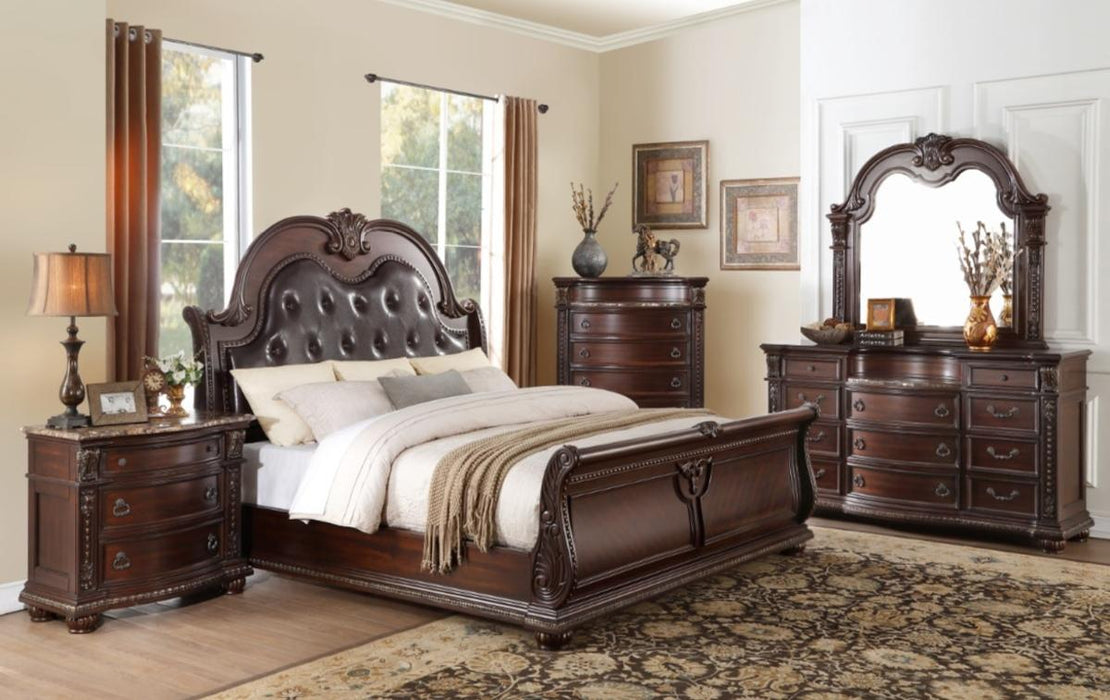 Homelegance Cavalier Queen Sleigh Bed in Dark Cherry 1757-1*