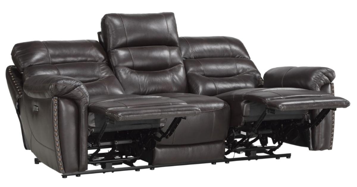 Homelegance Furniture Lance Power Double Reclining Sofa with Power Headrests in Brown 9527BRW-3PWH