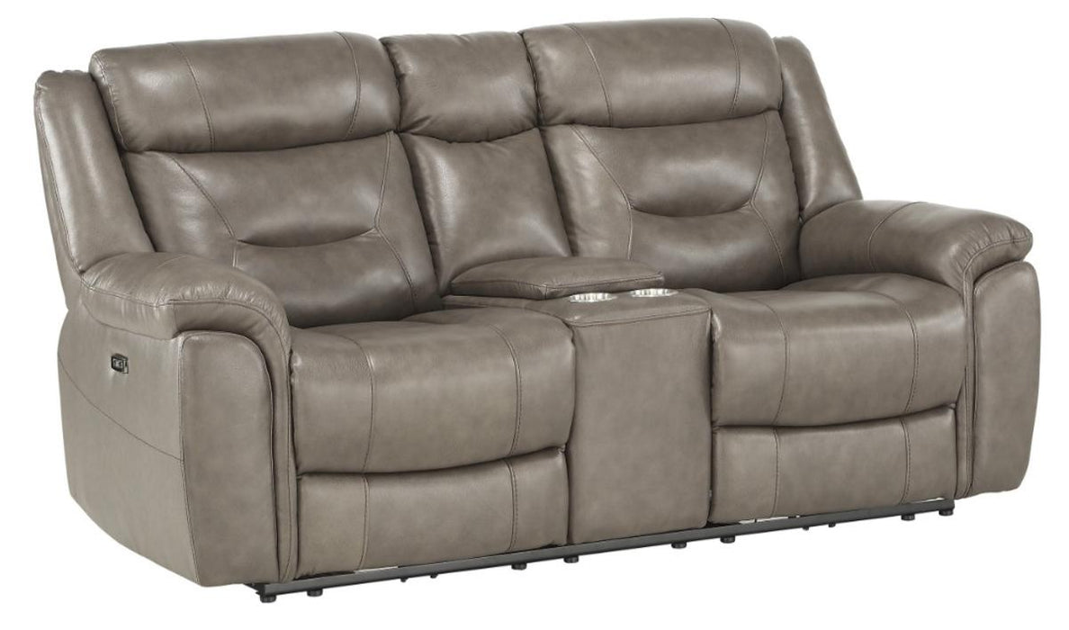 Homelegance Furniture Danio Power Double Reclining Loveseat with Power Headrests in Brownish Gray 9528BRG-2PWH