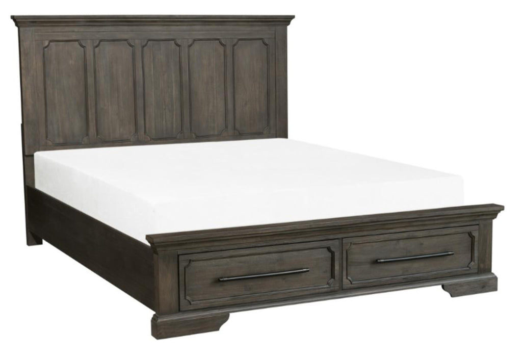 Homelegance Taulon Queen Platform Bed with Footboard Storage in Dark Oak 5438-1*