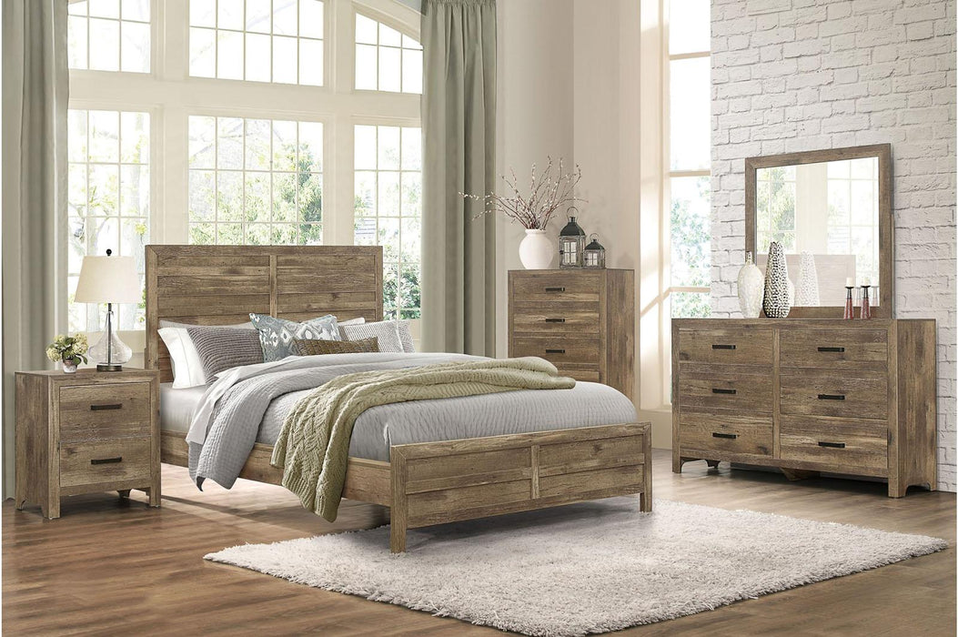 Homelegance Furniture Mandan Queen Panel Bed in Weathered Pine 1910-1*