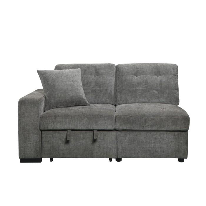 Homelegance Furniture Logansport Left Side 2-Seater with Pull-out Ottoman and 1 Pillow in Gray 9401GRY-2L image