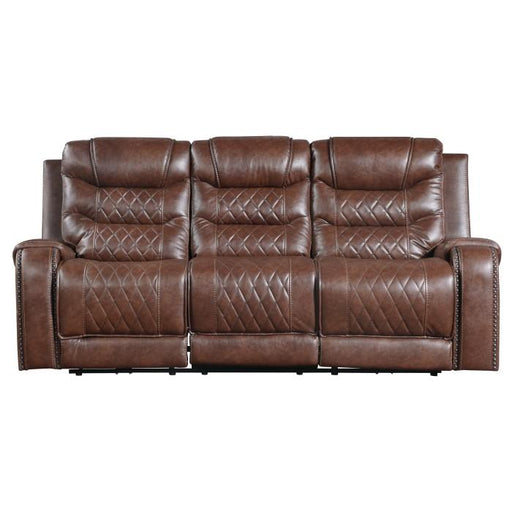 Homelegance Furniture Putnam Double Reclining Sofa with Drop-Down in Brown 9405BR-3 image