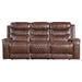 Homelegance Furniture Putnam Power Double Reclining Sofa with Drop-Down in Brown 9405BR-3PW image