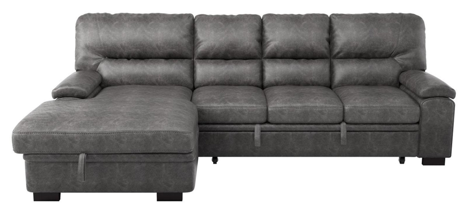 Homelegance Furniture Michigan Sectional with Pull Out Bed and Left Chaise in Dark Gray 9407DG*2LC3R