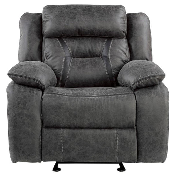 Homelegance Furniture Madrona Hill Glider Reclining Chair in Gray 9989GY-1