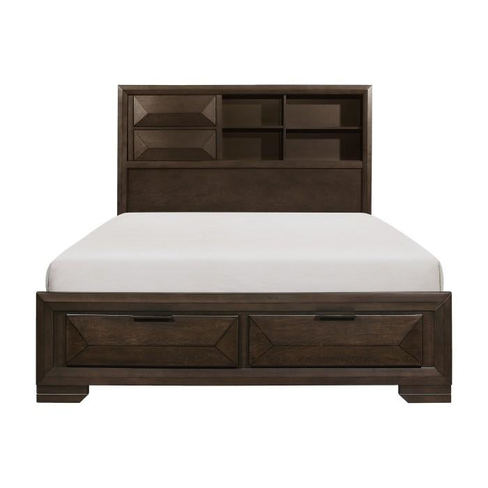 Homelegance Chesky Queen Bookcase Bed with Footboard Storage in Warm Espresso 1753-1* image