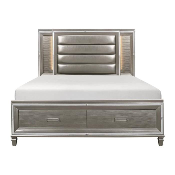 Homelegance Tamsin Queen Upholstered Storage Bed in Silver Grey Metallic 1616-1* image