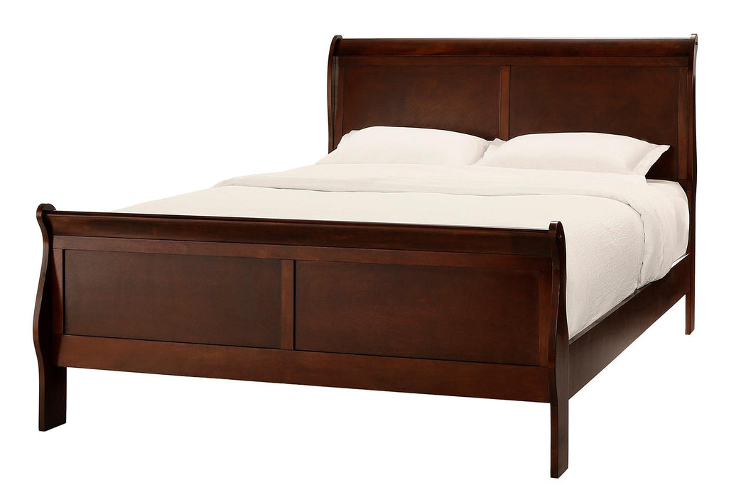 Mayville Queen Sleigh Bed in Brown Cherry 2147-1