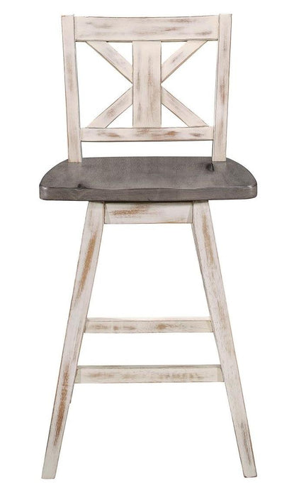 Amsonia Swivel Counter Height Chair in Gray and White (Set of 2)