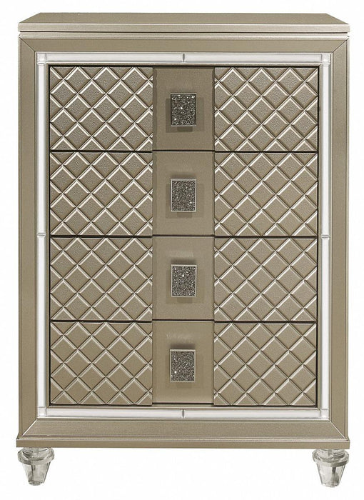 Youth Loudon 4 Drawer Chest in Champagne Metallic B1515-9