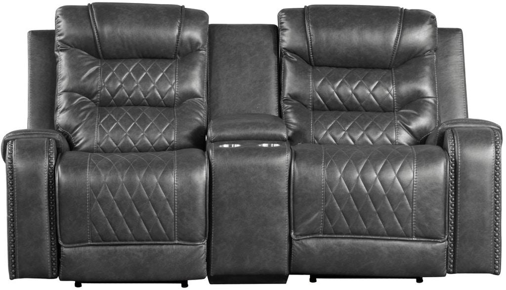 Putnam Power Double Reclining Loveseat in Gray 9405GY-2PW