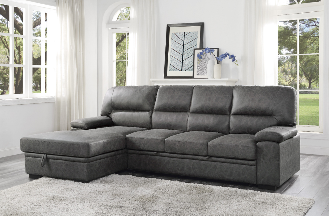 Michigan Sectional with Pull Out Bed and Left Chaise in Dark Gray 9407DG*2LC3R