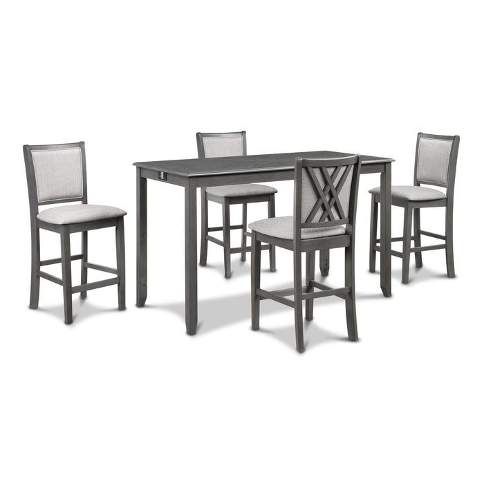 AMY  60" COUNTER TABLE+CHAIRS W/STG  (5 PCS)  -GRAY