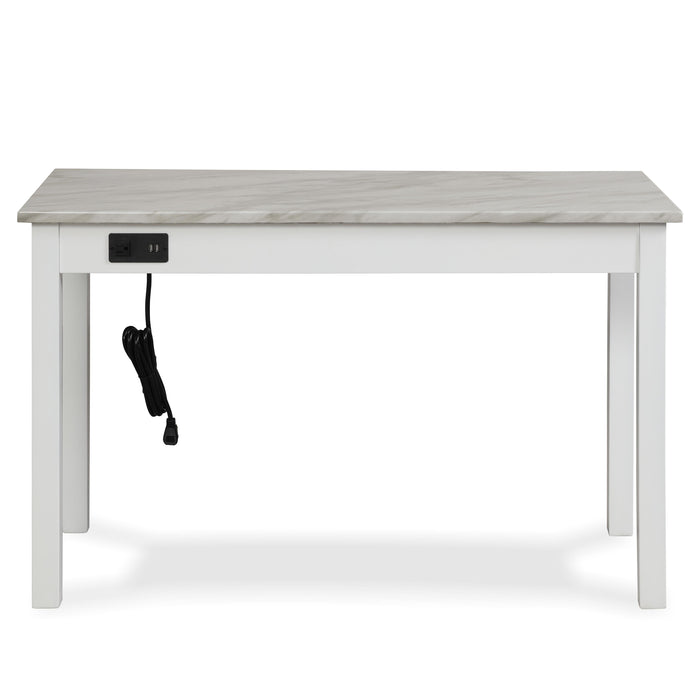 CELESTE DESK W/WHITE/GRAY FAUX MARBLE TOP-WHITE BASE