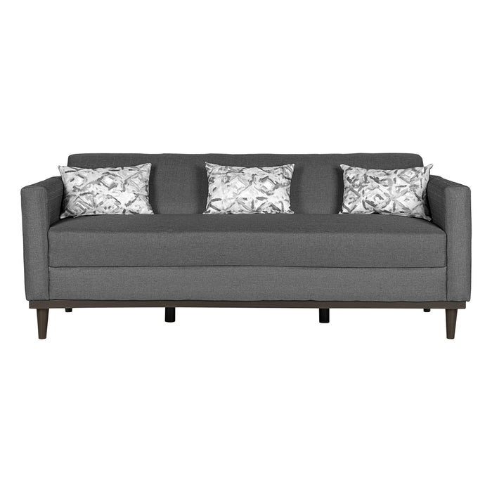 AIDEN SOFA W/3 THROW PILLOWS-SILVER GRAY