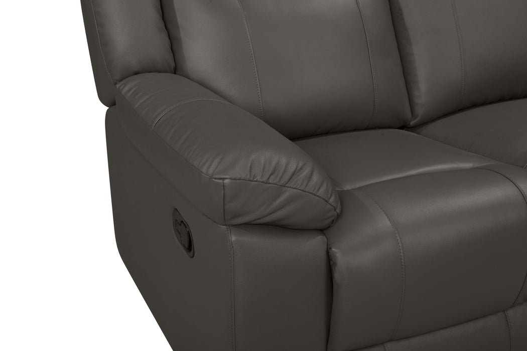 TAGGART LEATHER SOFA W/DUAL RECLINER-GRAY