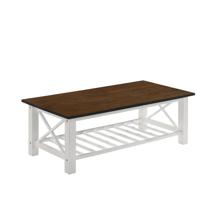 VESTA COFFEE TABLE-TWO TONE CREME/BROWN image