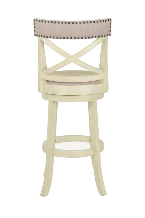 YORK 29" BAR STOOL-ANT WHITE W/FABRIC SEAT